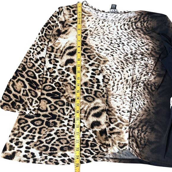 Clara Sunwoo Mixed Animal Print Top Size L Black Knotted Stretch Knit Blouse - Picture 10 of 11